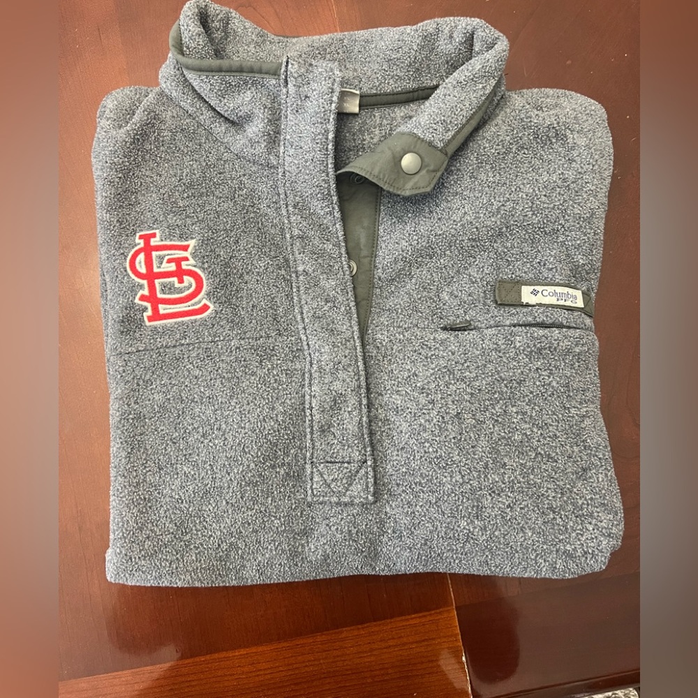 Heathered Grey/Blue St.Louis Columbia 1/4 Zip Crewneck // size XL